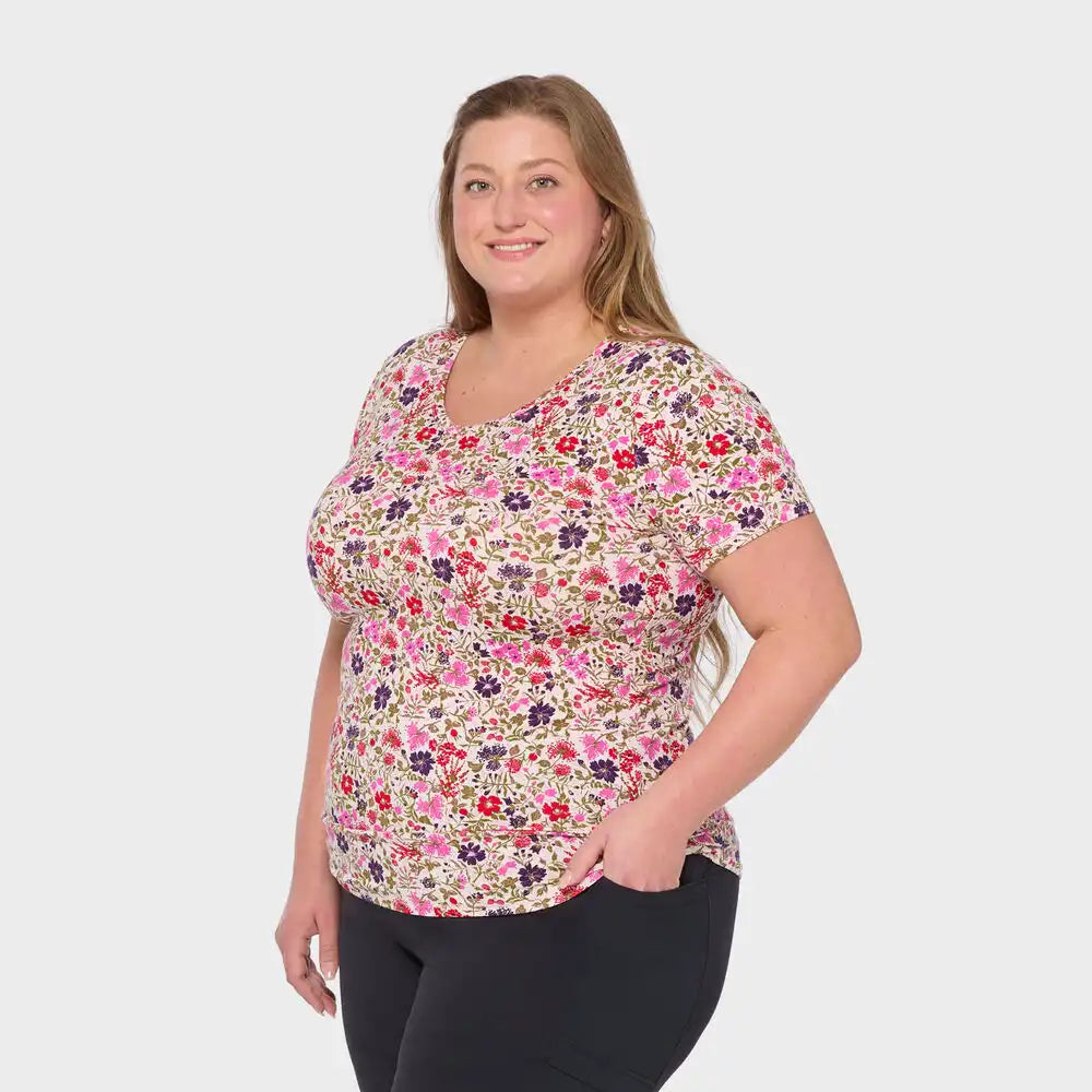 Women's Plus No-Yank V-Neck Tee