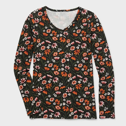 Women's No-Yank Long Sleeve V-Neck T-Shirt