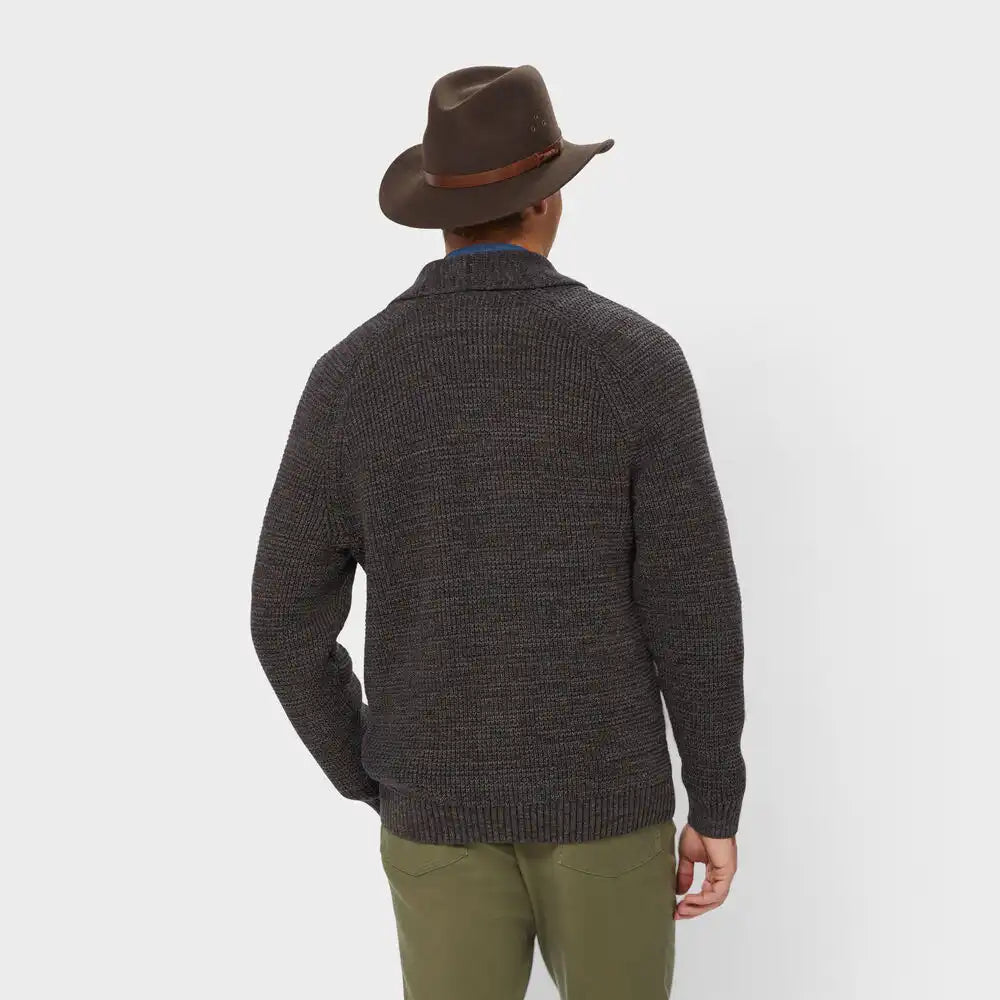 Men's Burly Retirement Shawl Collar Waffle Cardigan