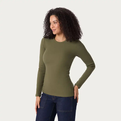 Women's No-Yank Luxe Rib Long Sleeve Crewneck Shirt